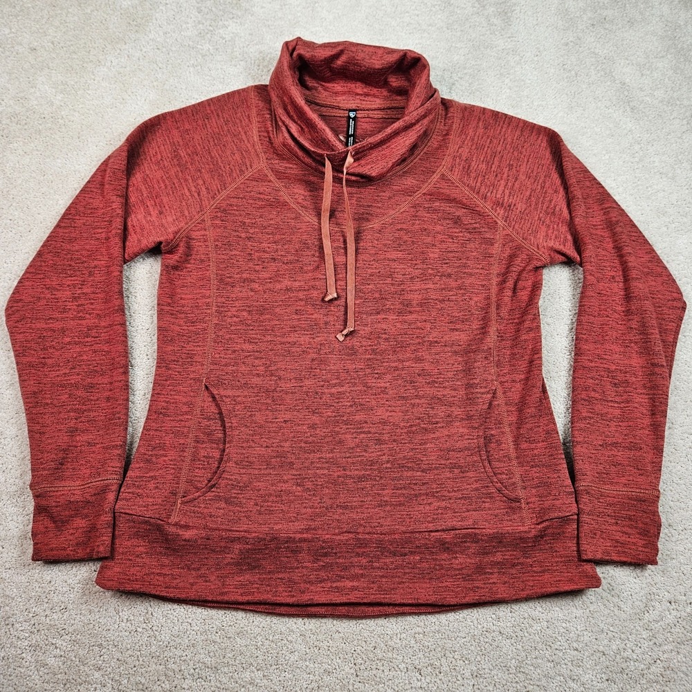 Kuhl Lea Pullover L Red Cowl Neck Gorpcore Hiking Apres Ski Outdoor Thumbholes